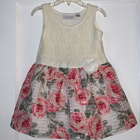 Children’s Place 3T Ivory & Pink Lace Tank Dress EUC - Picture 2 of 12